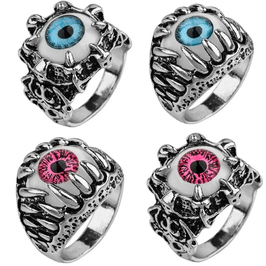 Men's Fashion Vintage Dragon Claw Evil Eye Ring – Devil Eyeball Party Jewelry with Anime Skull Hip Hop Style