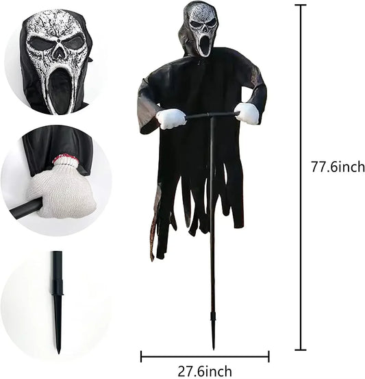 Garden Ghostface Scarecrow – Hanging Halloween Outdoor Decor & Bird Repeller