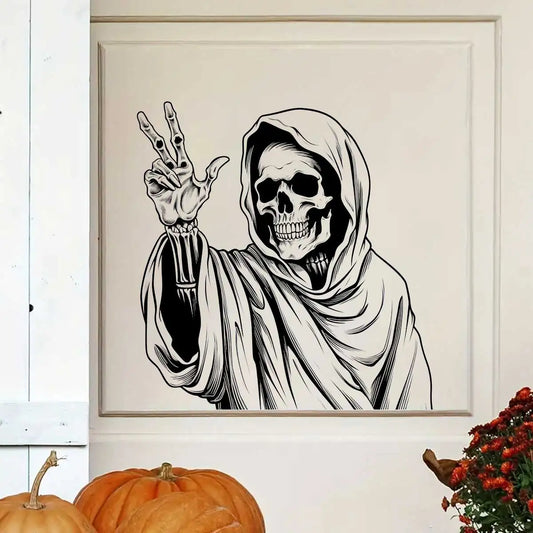 1Pc Black Cape Skull Pattern Wall Decal